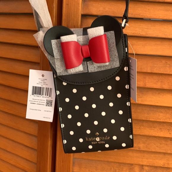Kate Spade Bag, NWT, Minnie Crossbody, Disney x, Black with White Dots - Picture 2 of 13